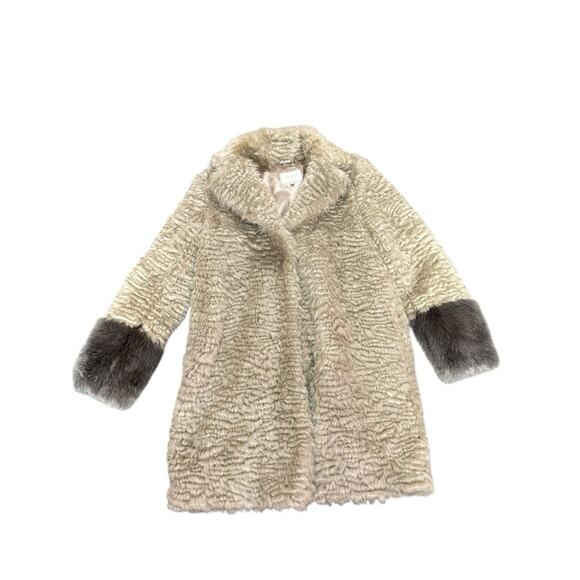 Laundry by Shelli Segal Faux Fur Coat Brown Gray Long Sleeve Small Hook Eye - Picture 5 of 16